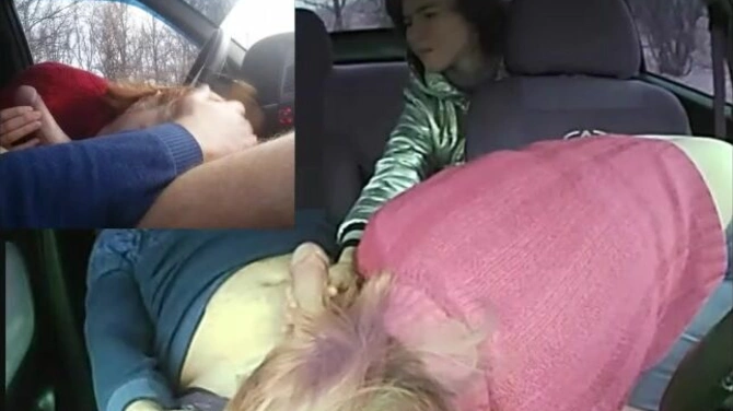 Мама и дочка познакомились с похотливым челом в Интернете и соснули ему в тачке